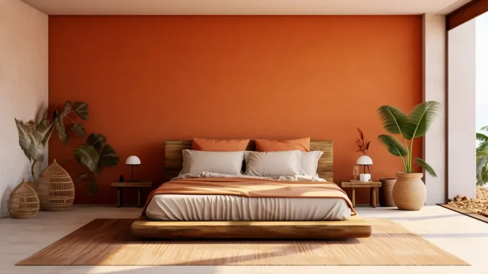 Analogous colour family in a bedroom
